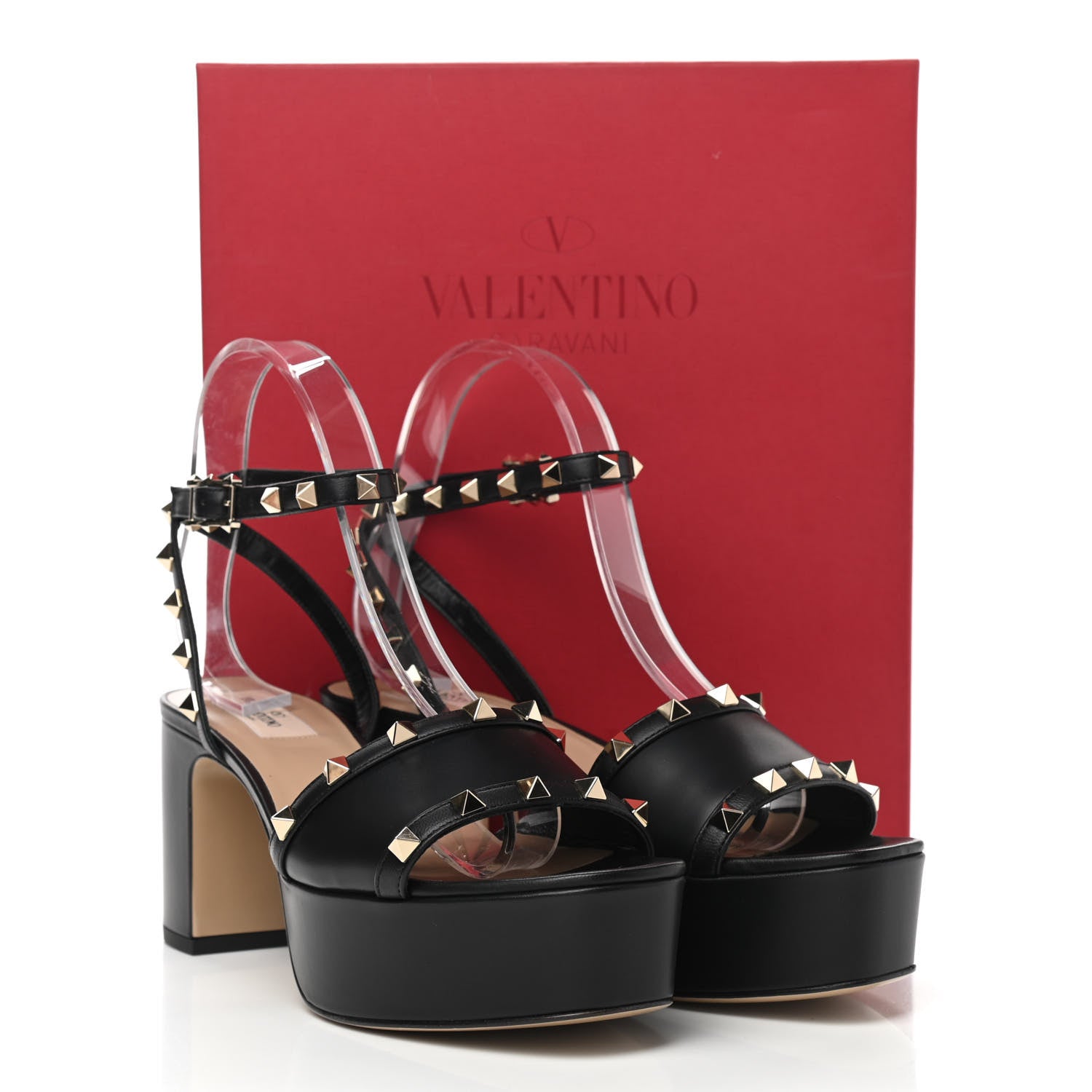 Valentino Garavani Calfskin Nappa Rockstud 35/75mm Platform Sandals 39 Black 11 of 11