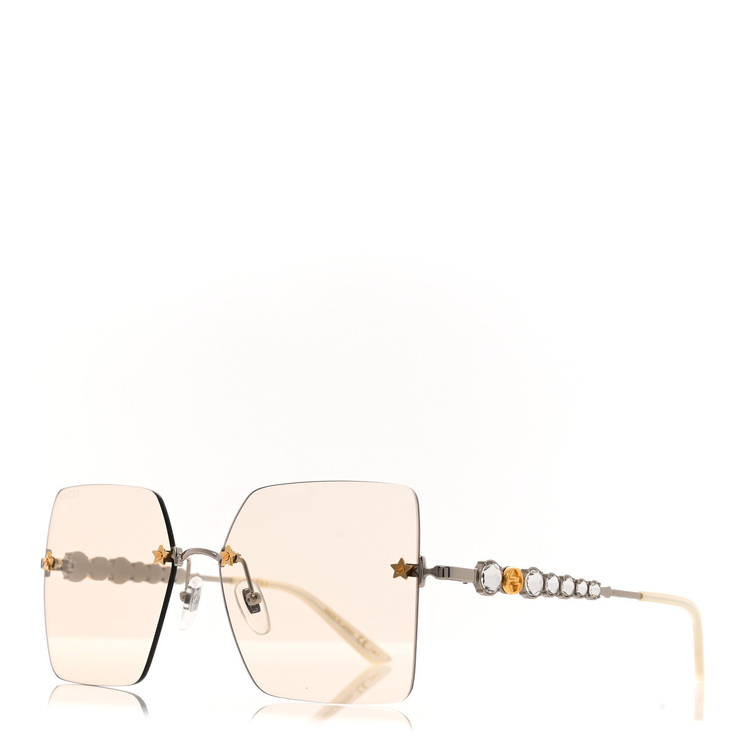 Gucci Crystal Metal Sunglasses GG0644S Gold Silver 1 of 8