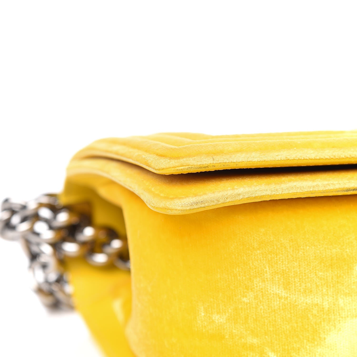 Chanel Velvet Quilted Medium Boy Flap Yellow 10 of 19