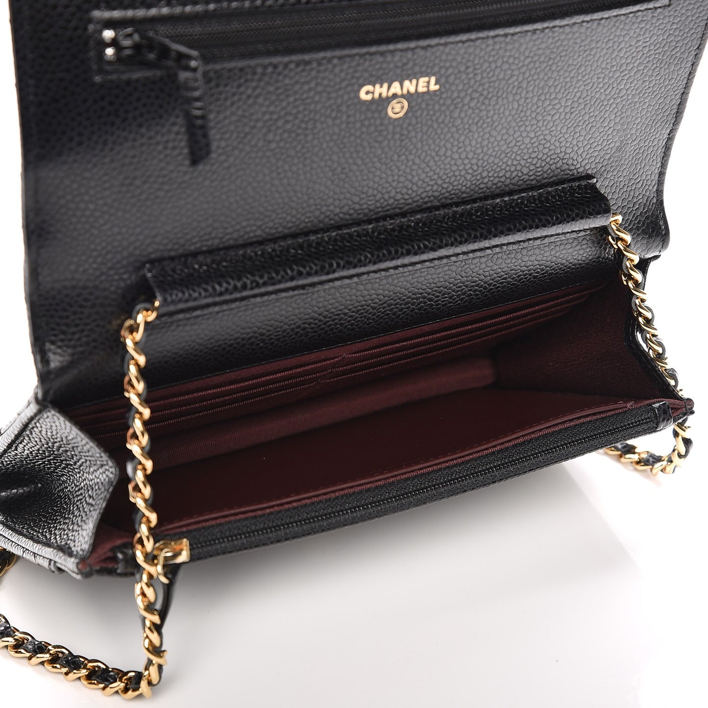 Caviar Quilted Wallet On Chain WOC Black
