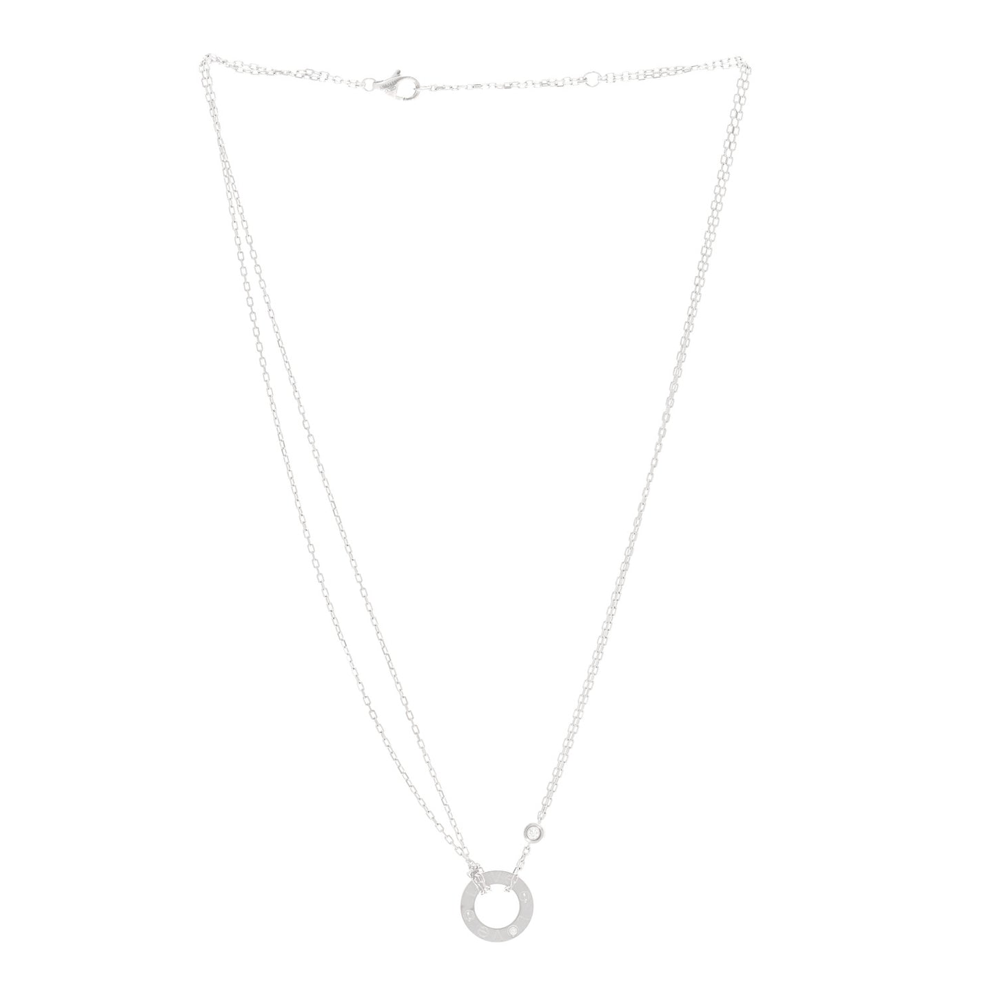 18K White Gold 2 Diamond LOVE Necklace