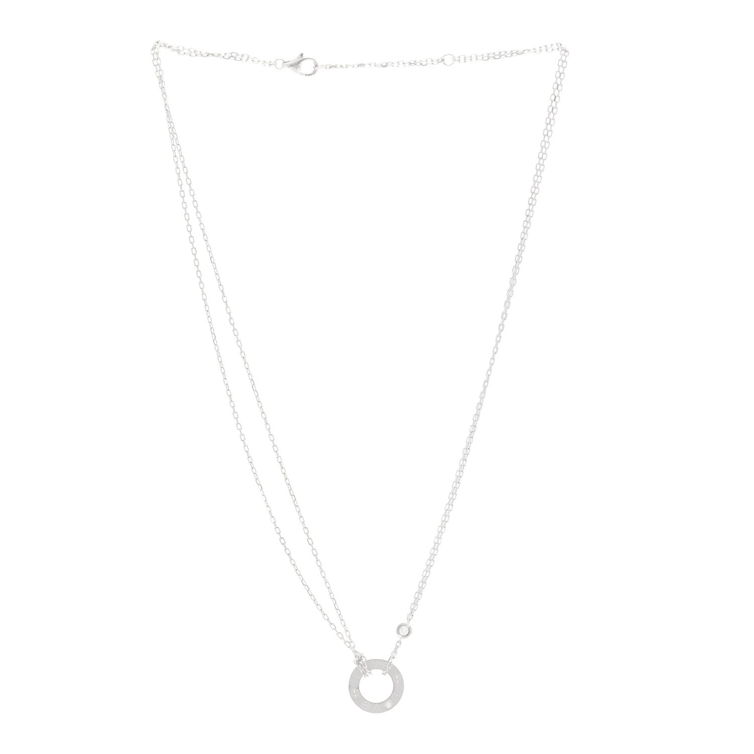 Cartier 18K White Gold 2 Diamond LOVE Necklace 3 of 5