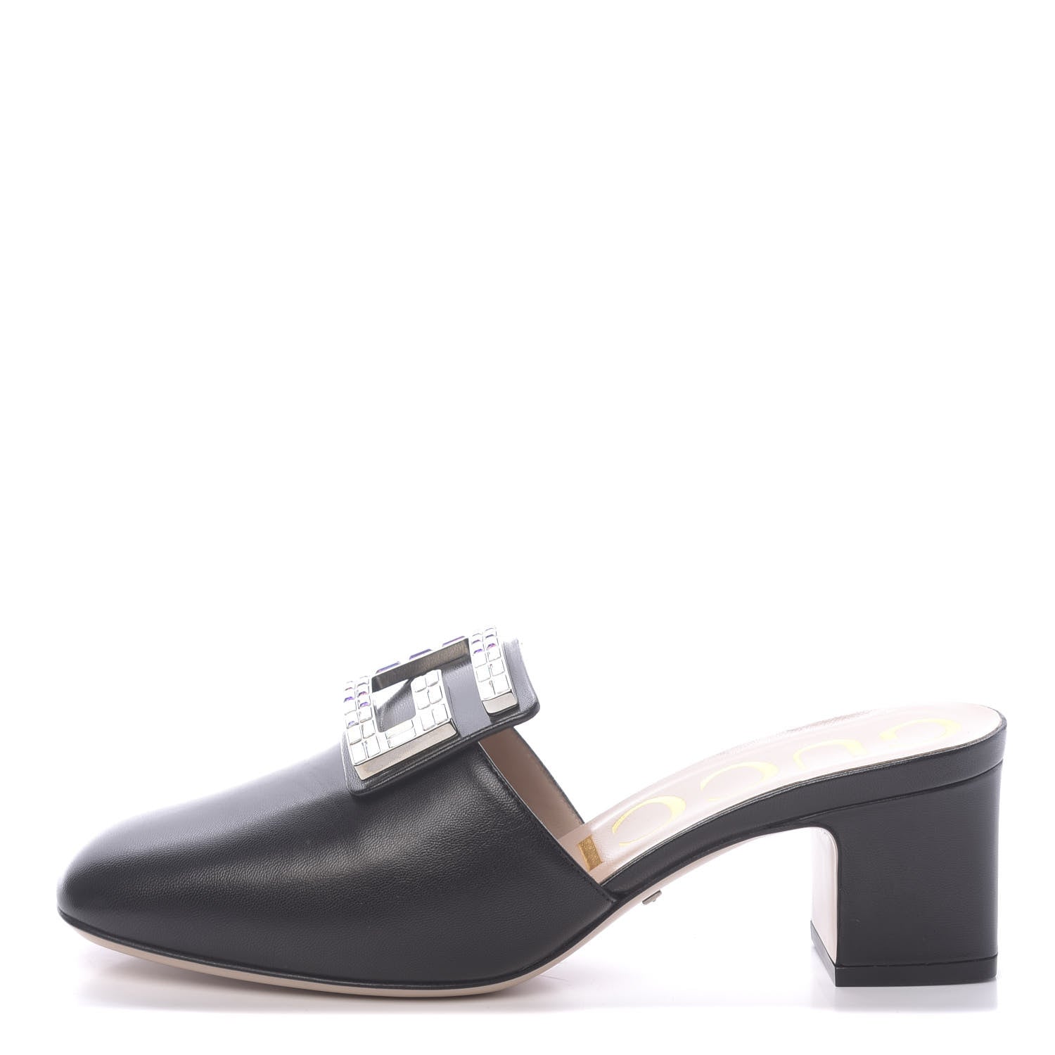 Gucci Malaga Kid Crystal Square G Madelyn Mules 36.5 Black 1 of 9