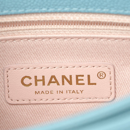 Chanel Grained Calfskin Quilted Small Cuba Top Handle Flap Blue 6 of 9