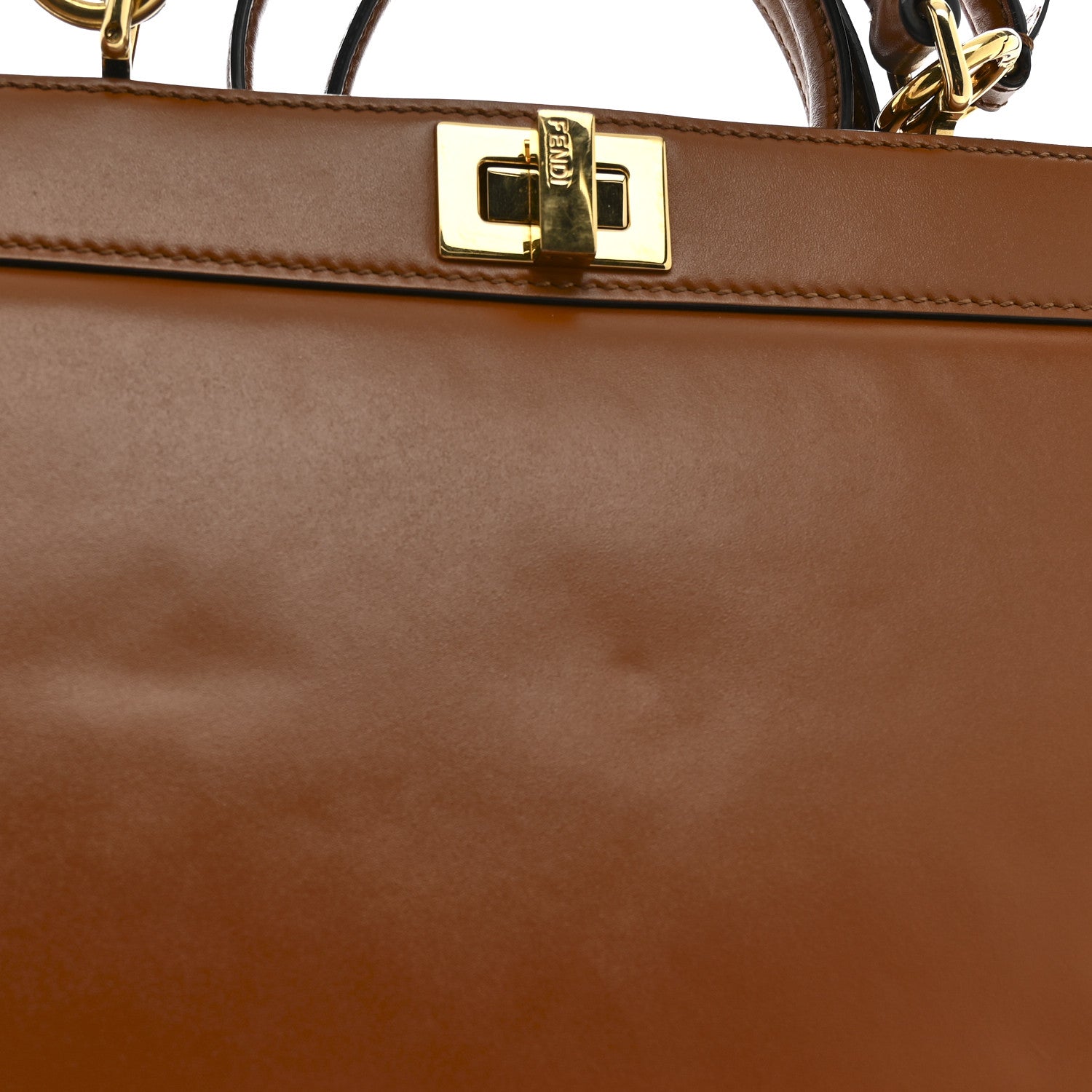 Fendi Vitello King Luxor Shiny Nappa Medium Peekaboo I SEE U East West Satchel Brandy Light Rose 19 of 20