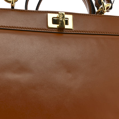 Fendi Vitello King Luxor Shiny Nappa Medium Peekaboo I SEE U East West Satchel Brandy Light Rose 19 of 20