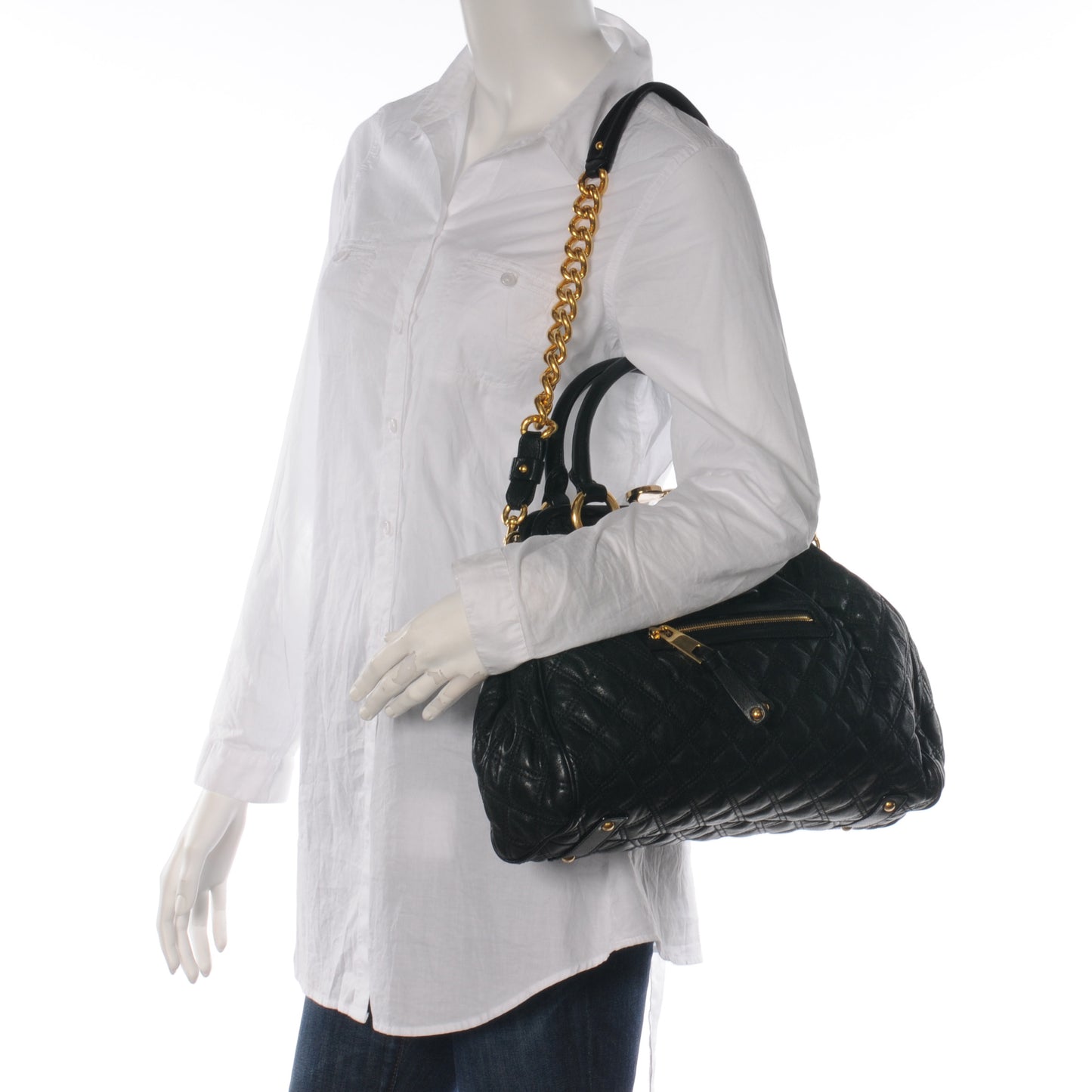 Quilted Leather Stam Black