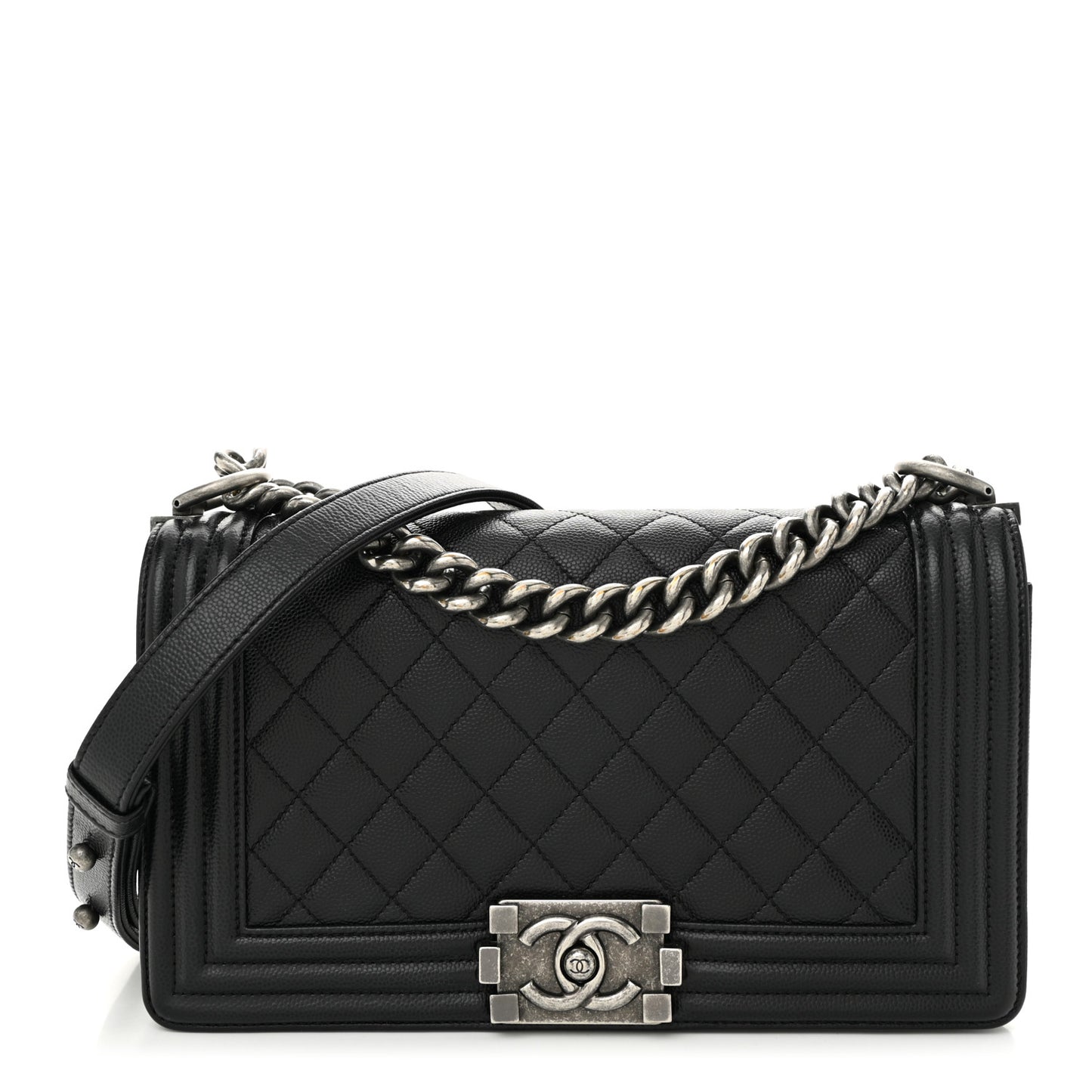 Caviar Quilted Medium Boy Flap Black
