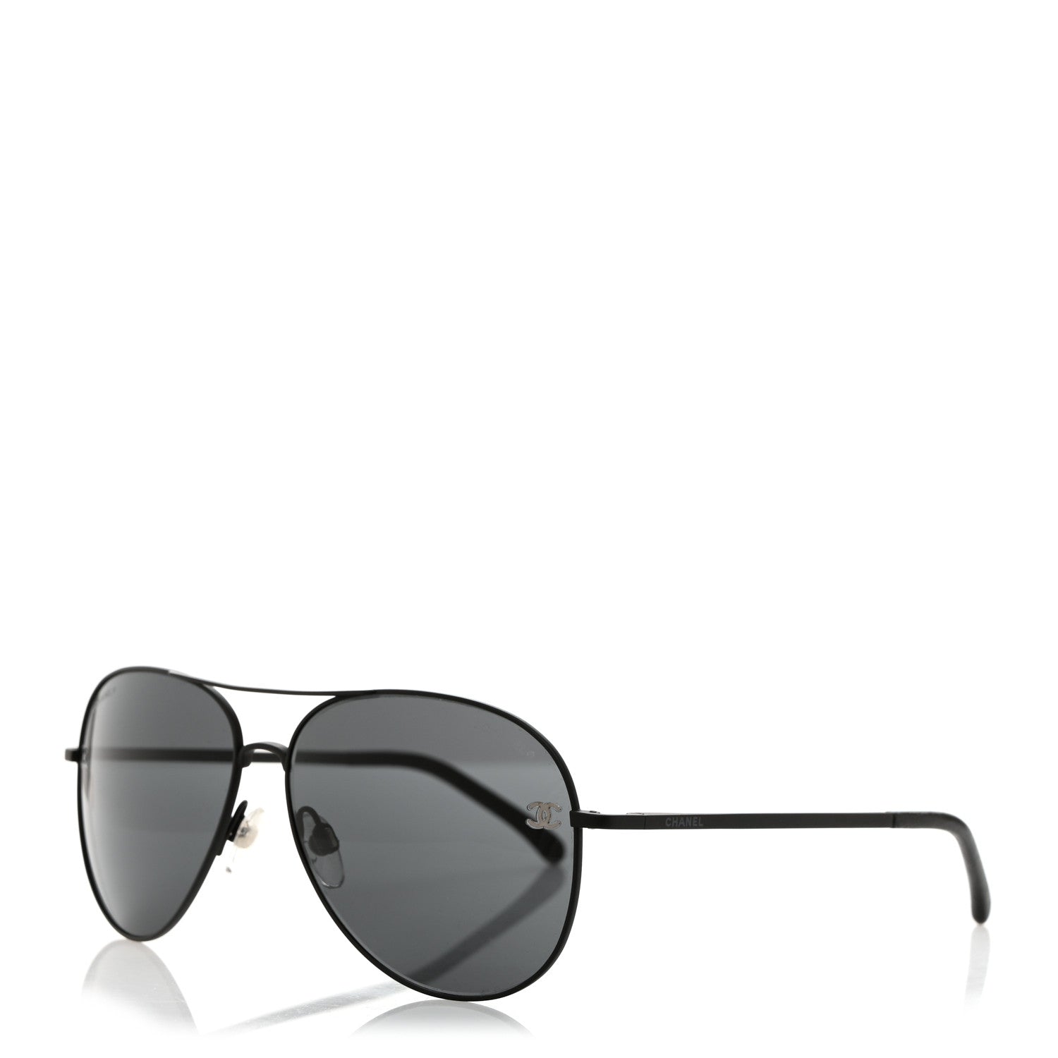 Chanel Metal Pilot Aviator CC Sunglasses 4189-T-Q Black 1 of 8