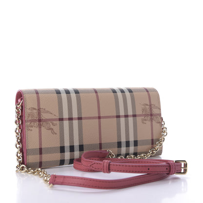 Burberry Haymarket Check Henley Wallet On Chain Coral Red 3 of 8