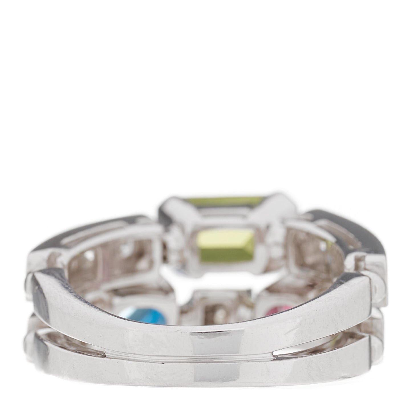 18K White Gold Diamond Gemstone Allegra Two Band Ring 52 6