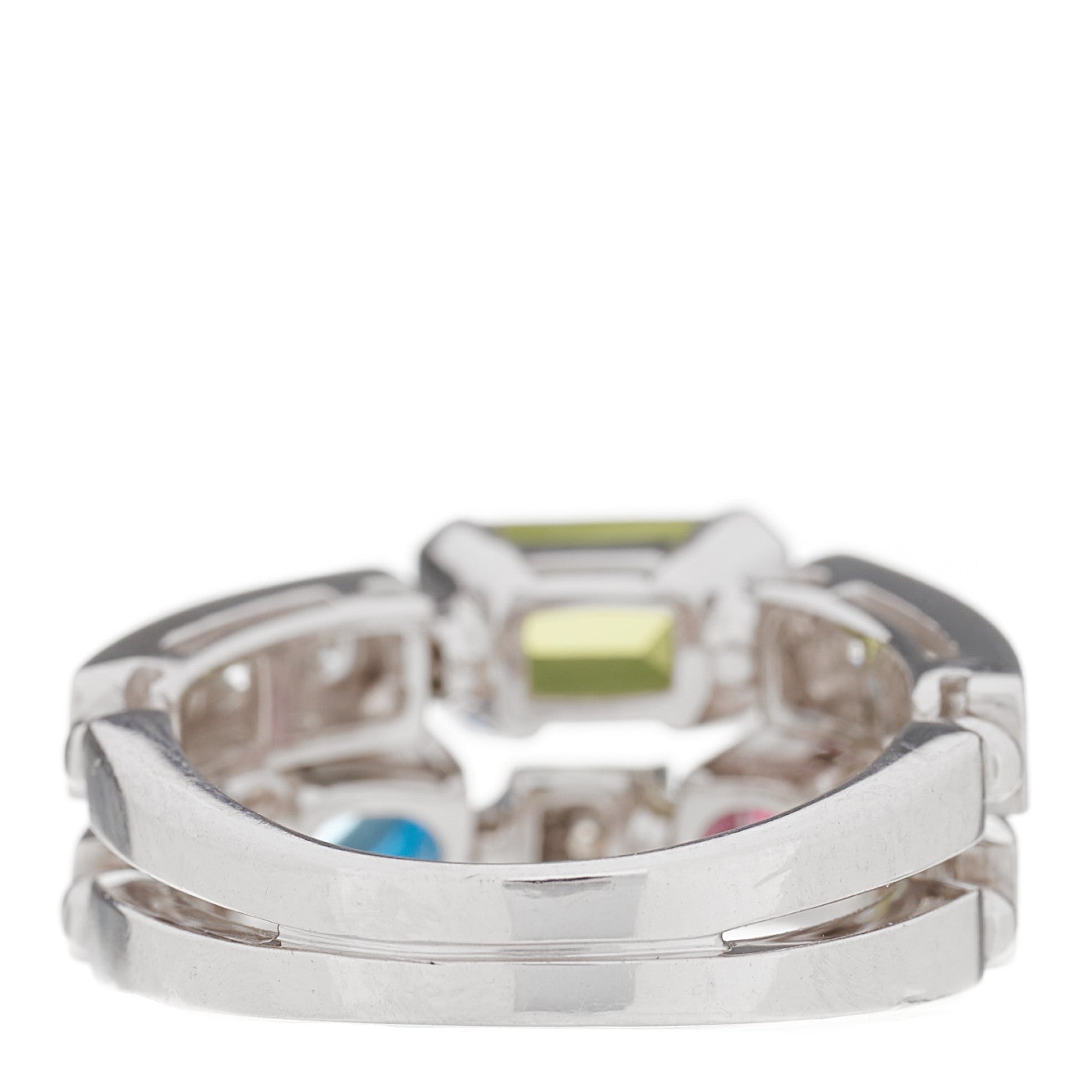 Bulgari 18K White Gold Diamond Gemstone Allegra Two Band Ring 52 6 4 of 7