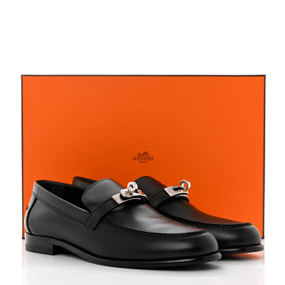 Hermes Calfskin Womens Destin Loafer 38 Black 9 of 9