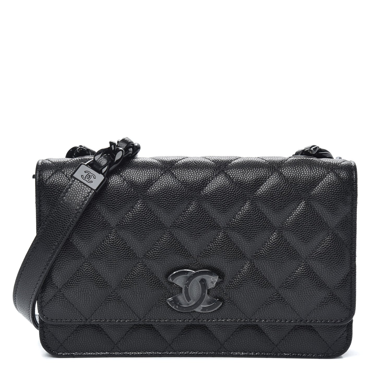 Caviar Quilted My Everything Wallet On Chain WOC Black