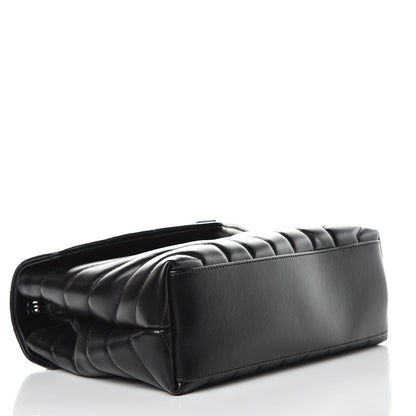 Saint Laurent Calfskin Y Quilted Monogram Small Loulou Chain Satchel Black 4 of 9