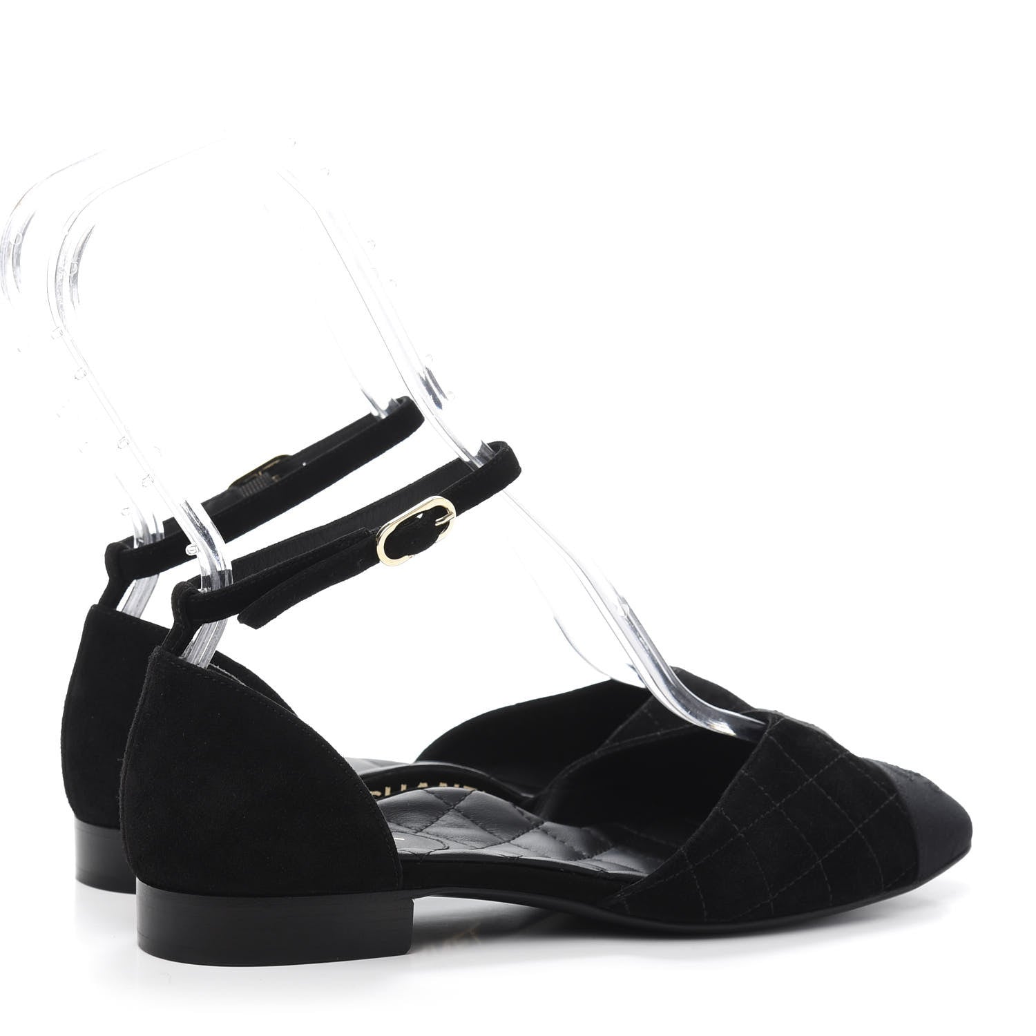 Chanel Suede Grosgrain CC Cap Toe Ankle Flat 36.5 Black 4 of 8