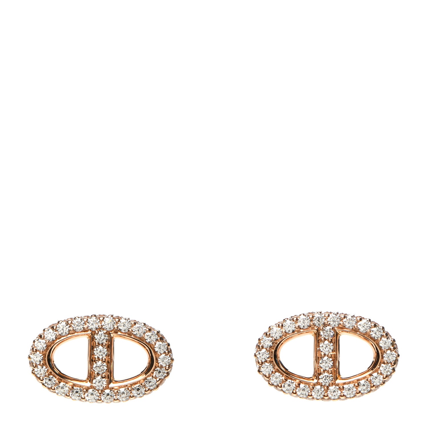 Hermes 18K Rose Gold Diamond New Farandole Earrings 1 of 4