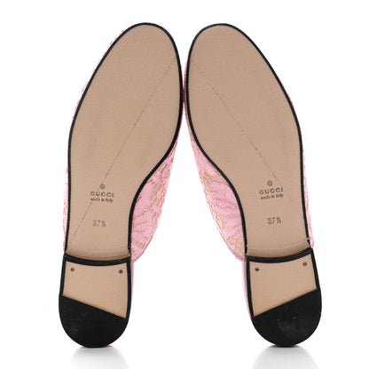 Gucci Lace Malaga Kid Womens Princetown Slippers 37.5 Sugar Pink Skin Rose 5 of 9