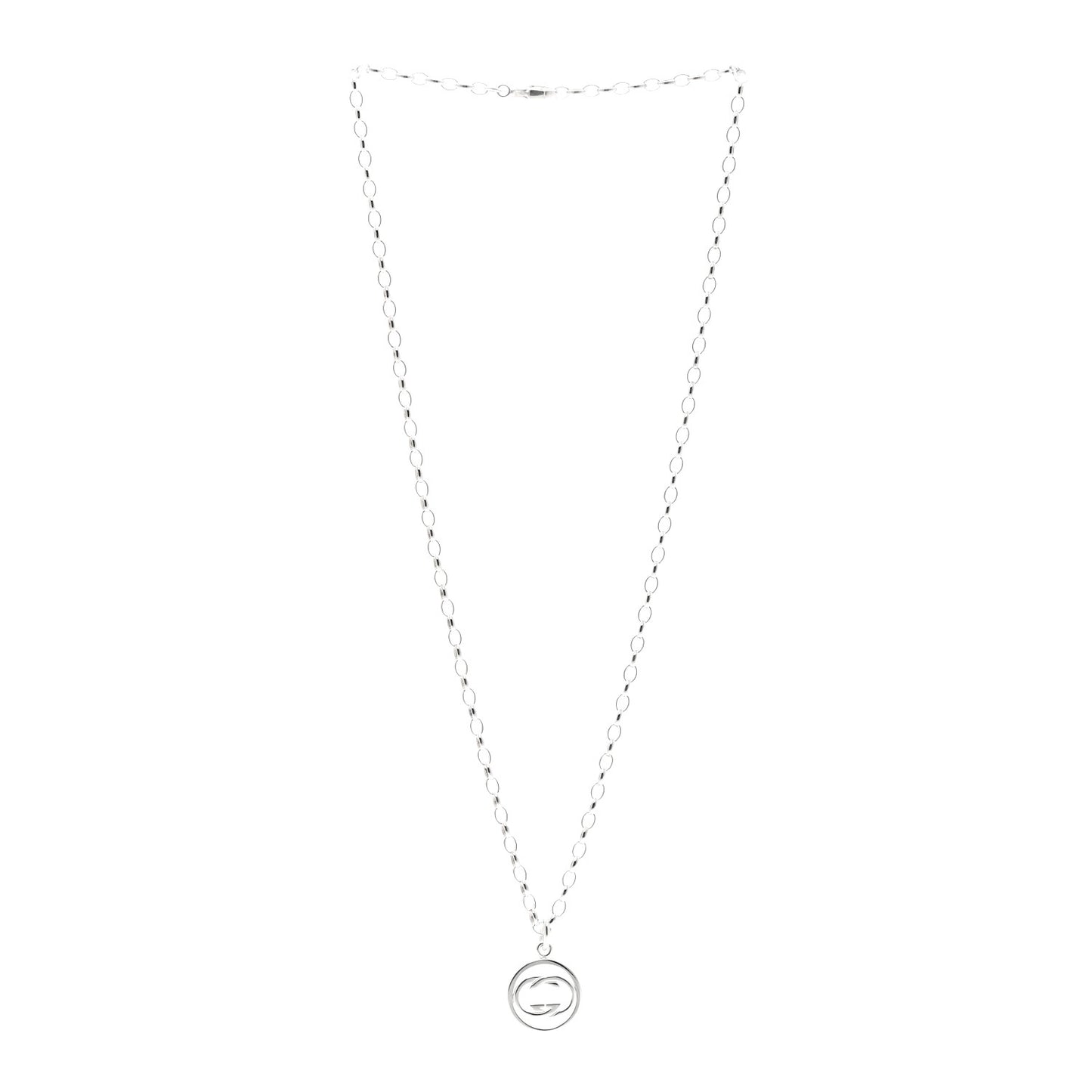 Sterling Silver Interlocking Circle GG Pendant Necklace