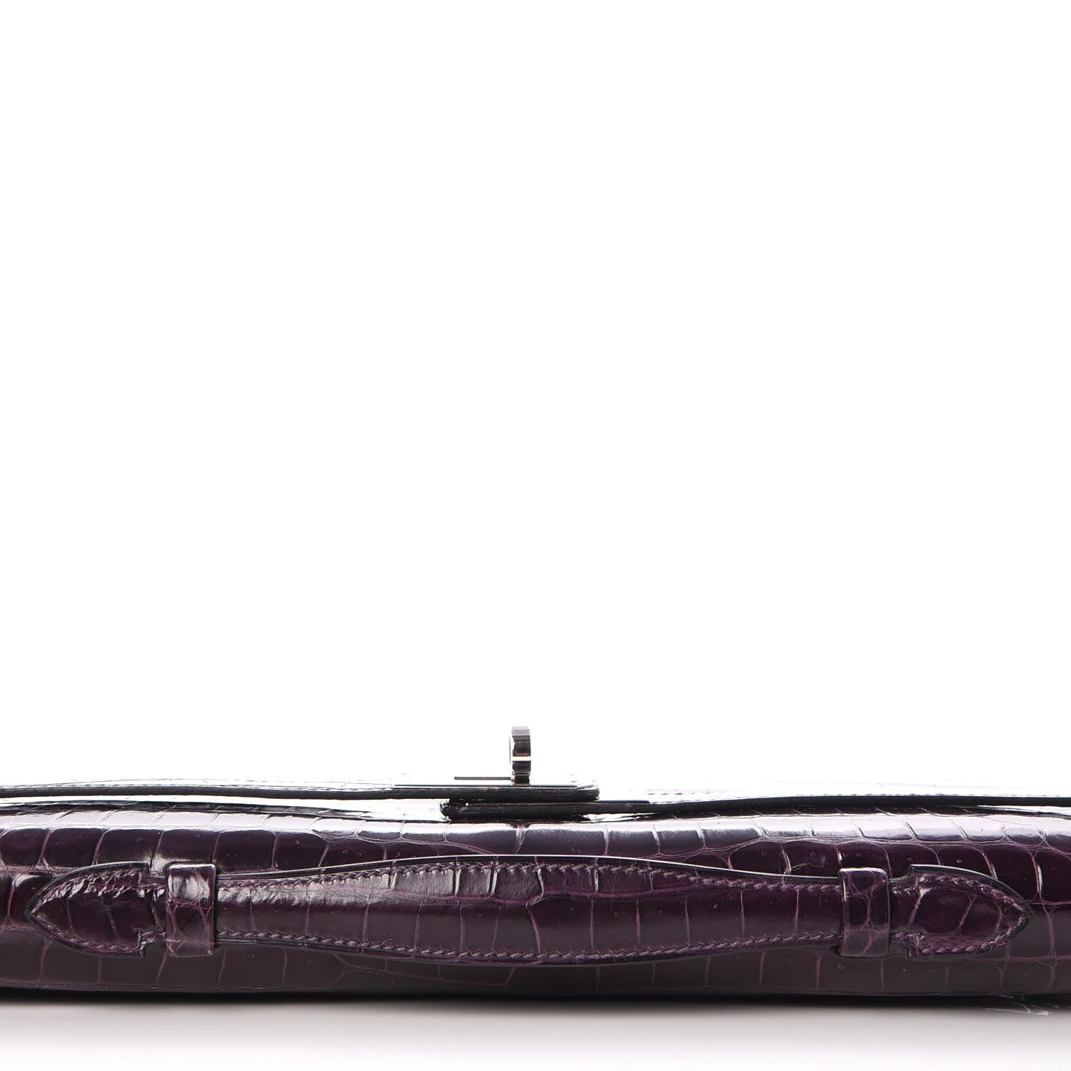 Hermes Shiny Porosus Crocodile Kelly Cut Pochette Aubergine 8 of 23