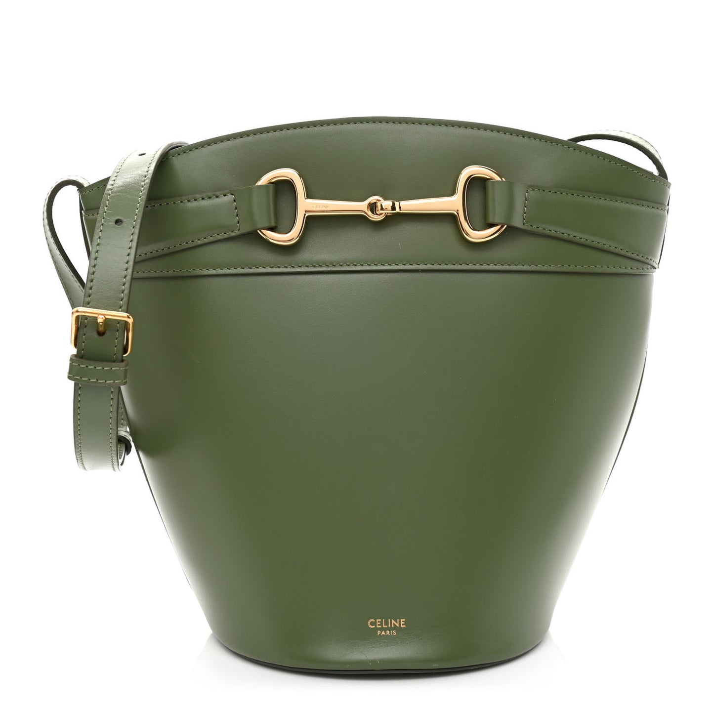 Calfskin Crecy Bucket Bag Green