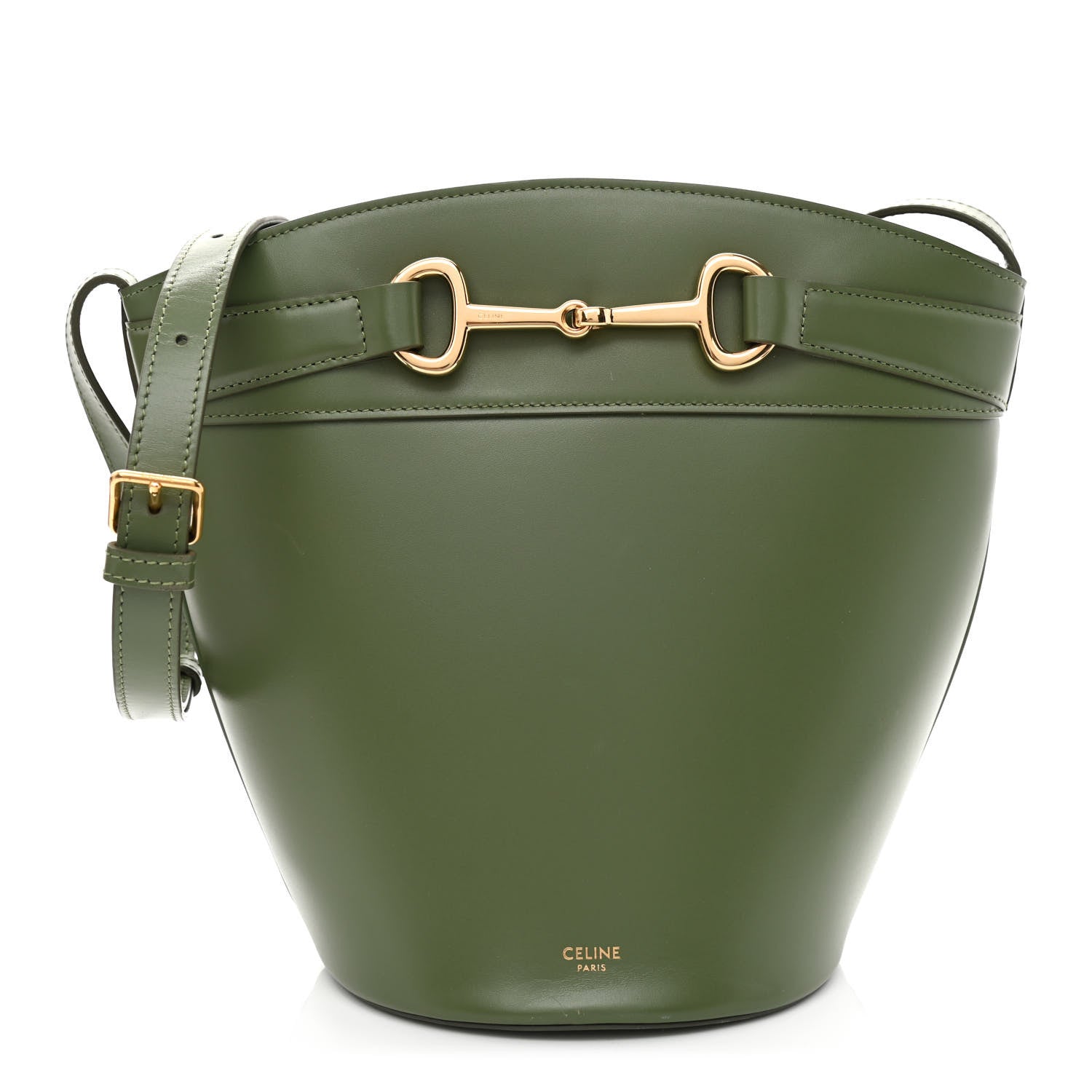 Celine Calfskin Crecy Bucket Bag Green 1 of 10