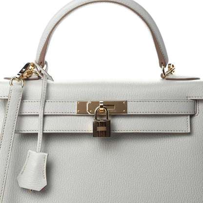Hermes Chevre Mysore Horseshoe Kelly Sellier 28 Gris Perle Rose Shocking 15 of 16