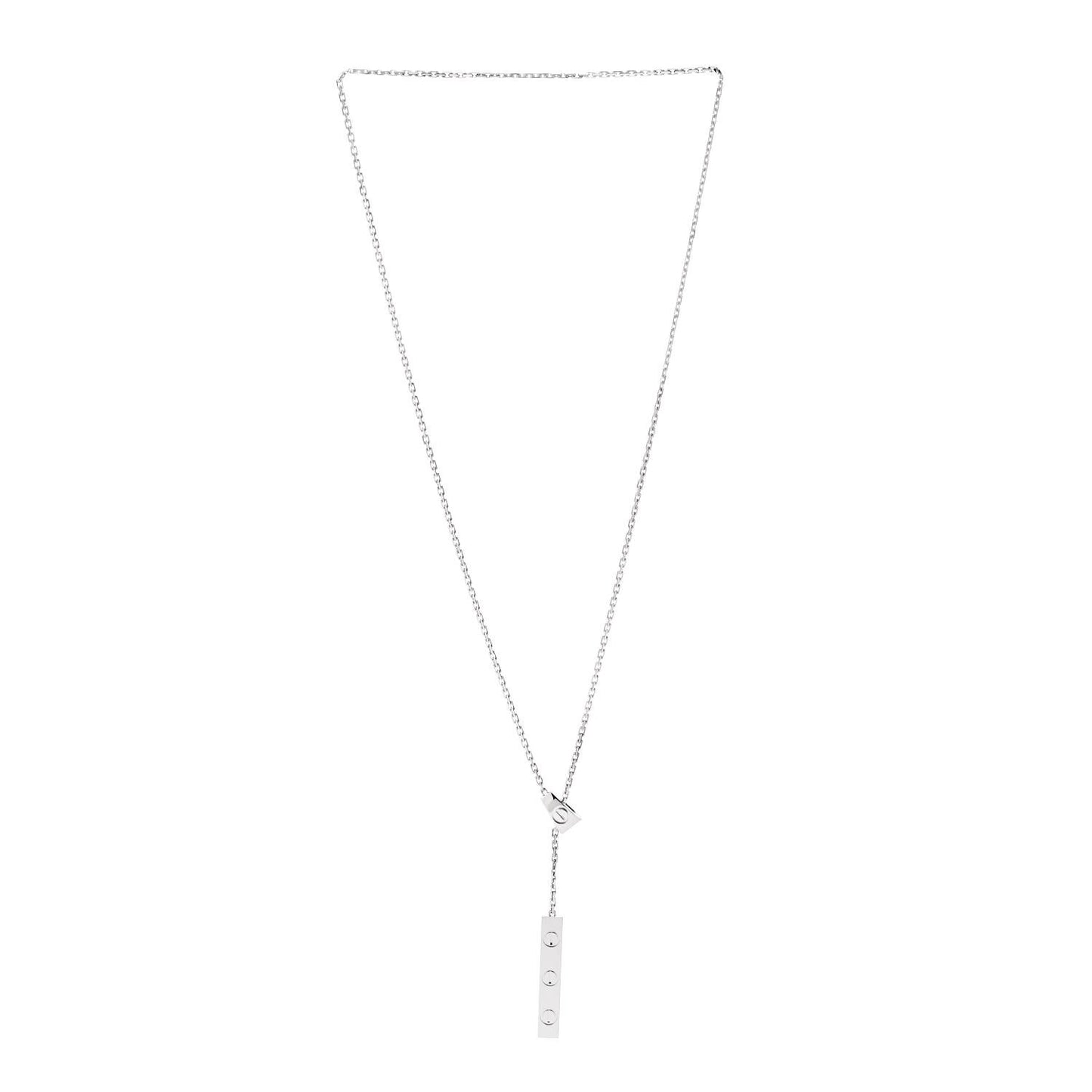 18K White Gold LOVE Lariat Necklace