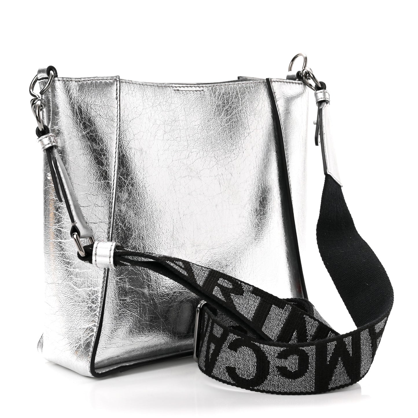 Metallic Eco Alter Nappa Perforated Logo Mini Crossbody Silver