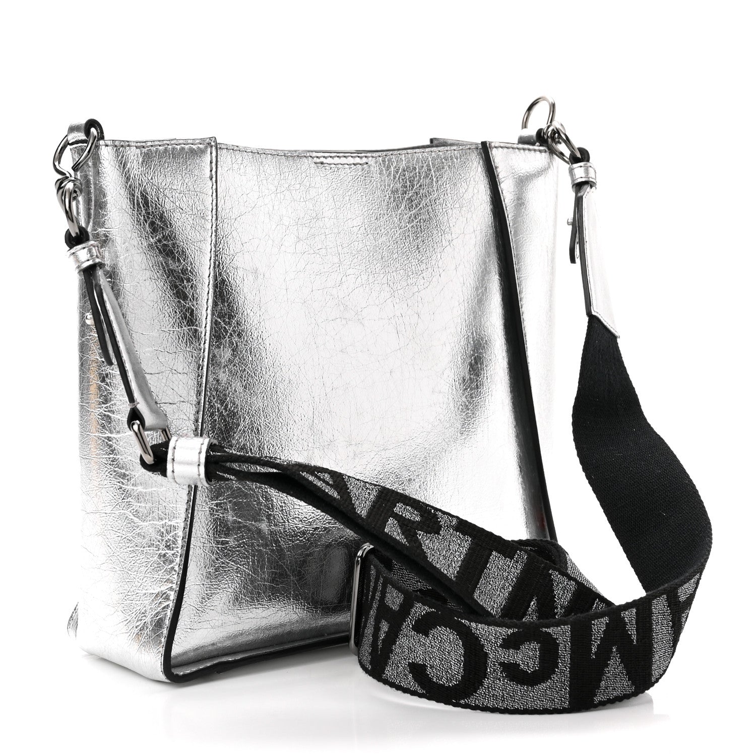 Stella McCartney Metallic Eco Alter Nappa Perforated Logo Mini Crossbody Silver 3 of 9