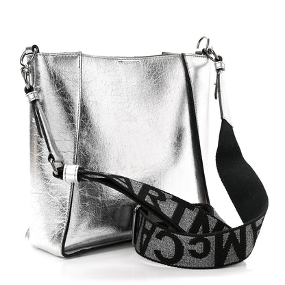 Stella McCartney Metallic Eco Alter Nappa Perforated Logo Mini Crossbody Silver 3 of 9