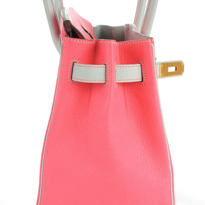 Hermes Chevre Mysore Bi-Color Horseshoe Birkin 30 Rose Lipstick Gris Perle 16 of 25