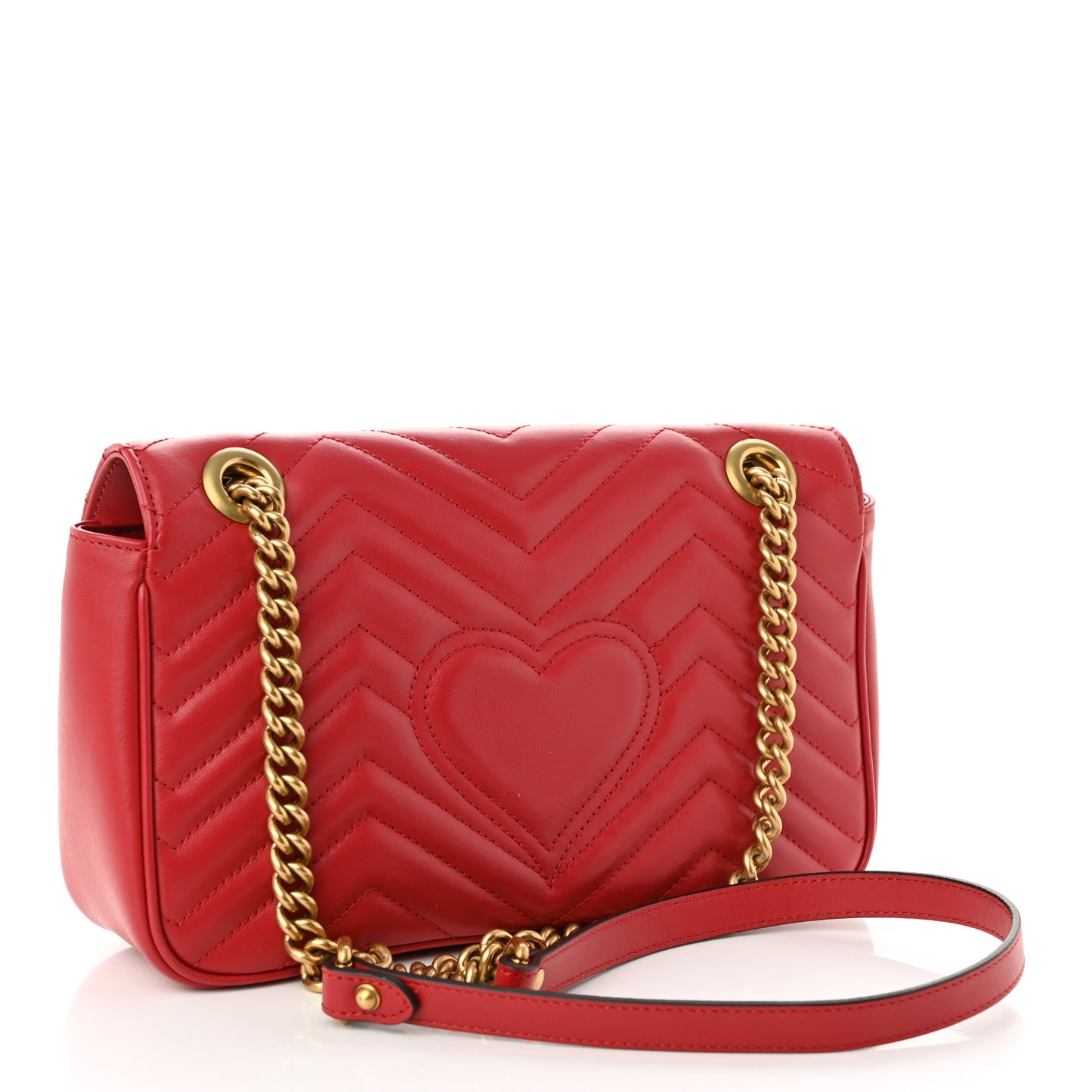 Calfskin Matelasse Small GG Marmont Shoulder Bag Hibiscus Red