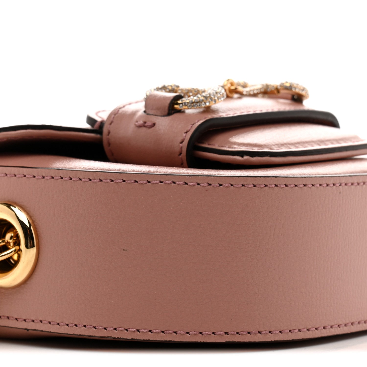 Gucci Azalea Calfskin Crystal GG Monogram Mini Horsebit 1955 Shoulder Bag Pink 9 of 12