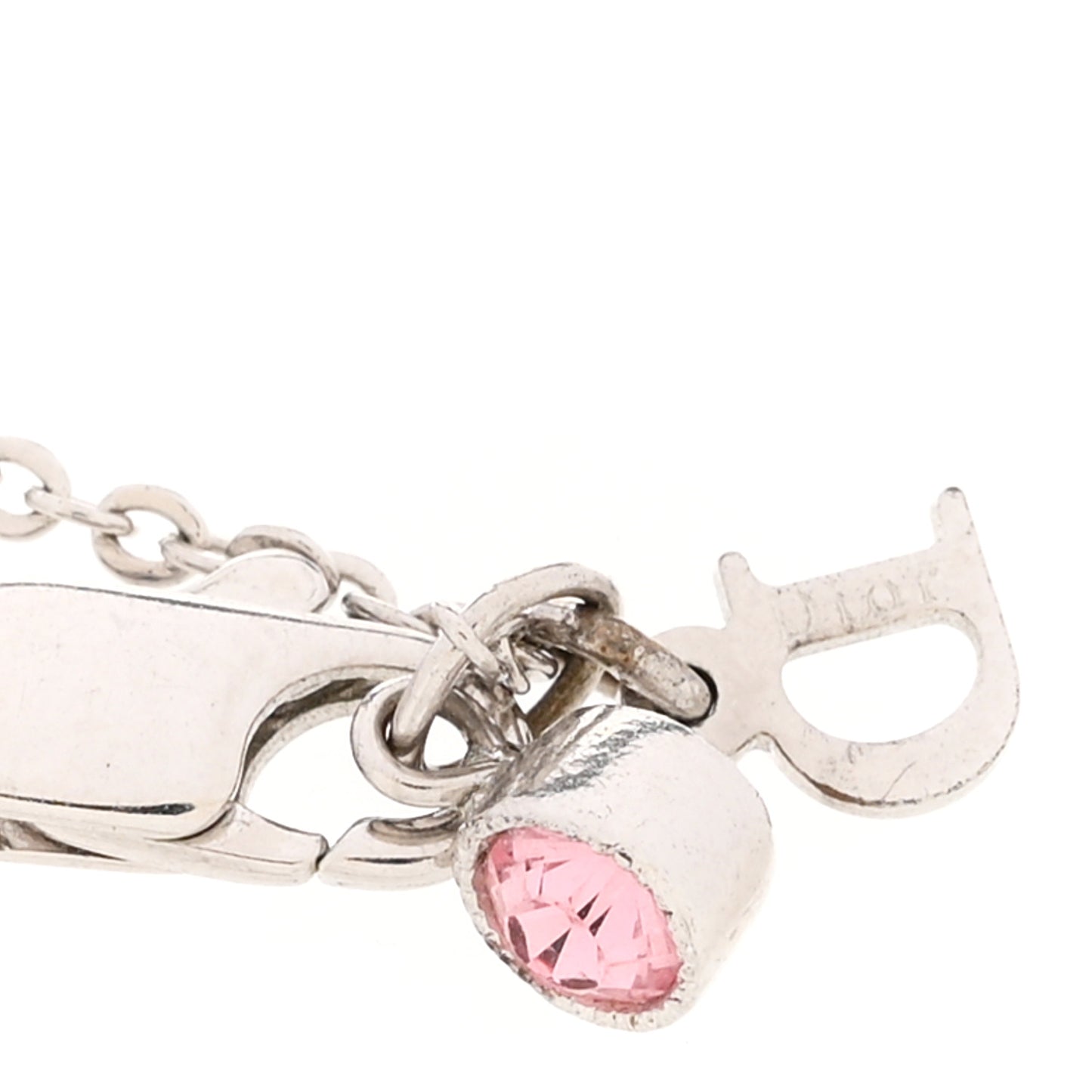 Crystal Bow D Bracelet Silver Pink