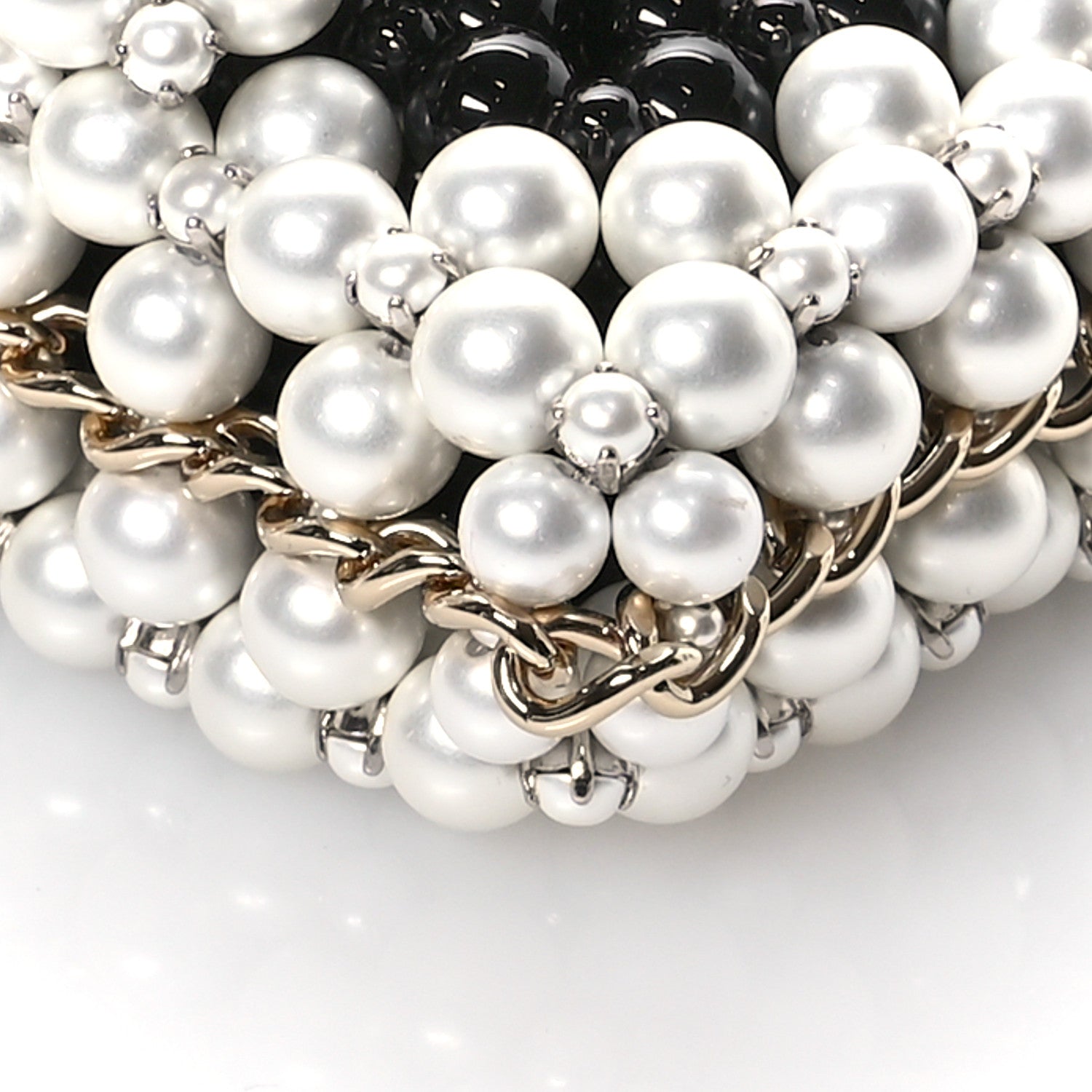 Chanel Crystal Pearl Beaded Mini Rectangular Flap Black White 9 of 10