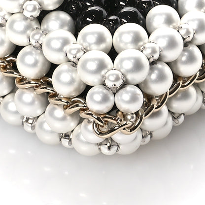 Chanel Crystal Pearl Beaded Mini Rectangular Flap Black White 9 of 10