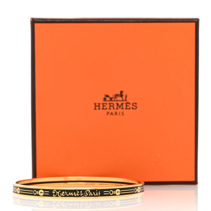 Hermes Enamel Printed Fantaisie d'Etriers Extra Narrow Bracelet 70 Black 5 of 5