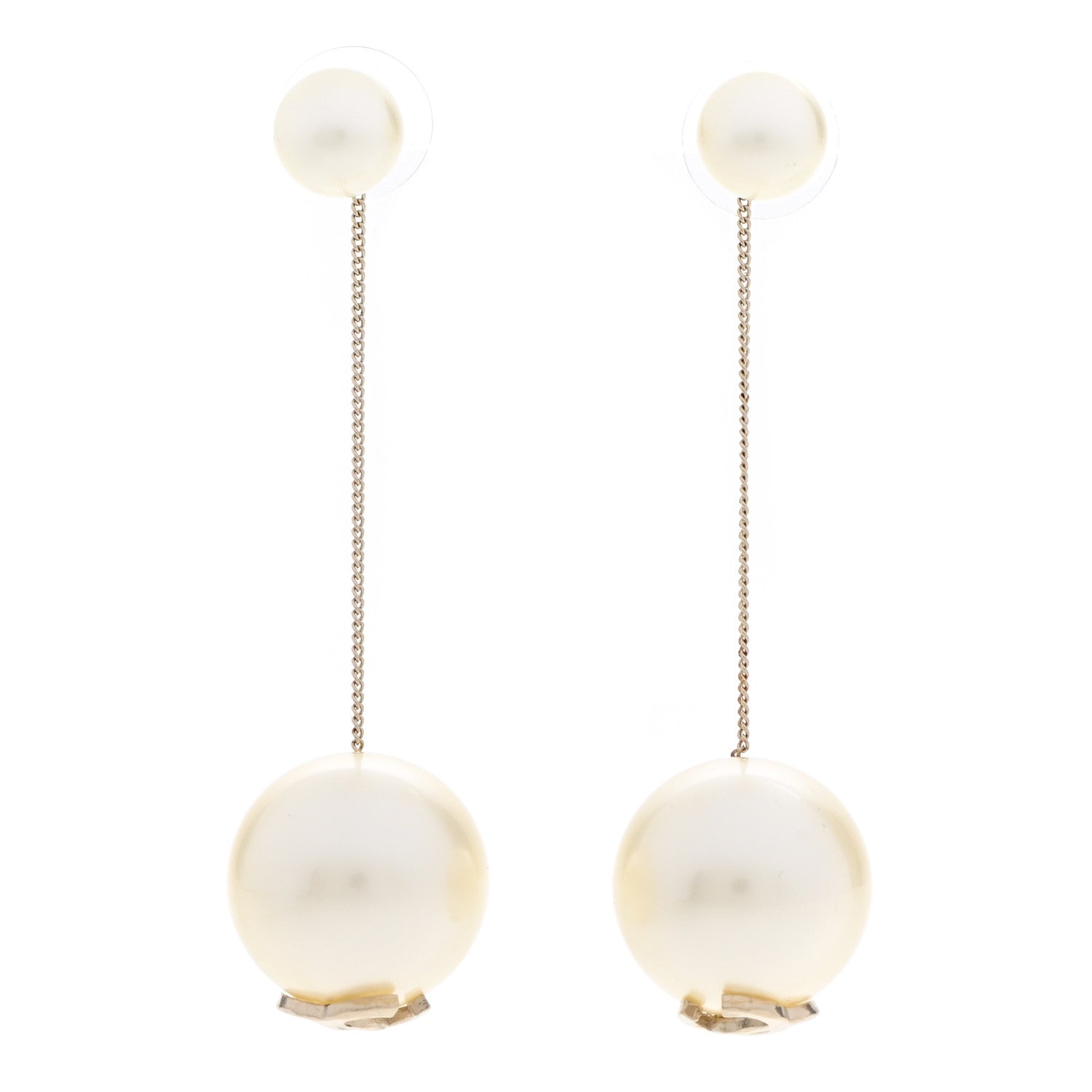 Chanel Pearl CC Chain Drop Earrings Gold 1 of 4