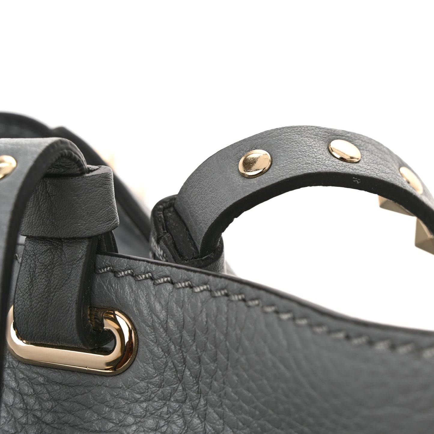 Pebbled Calfskin Small Rockstud Tote Light Stone