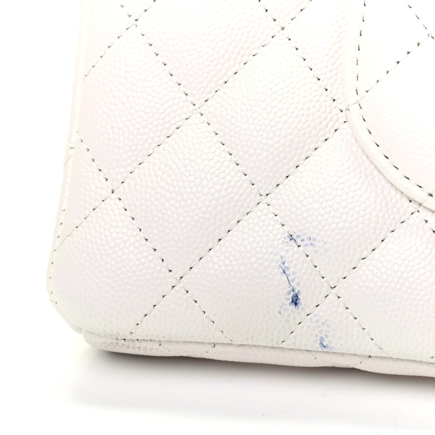 Caviar Quilted Flap Clutch White