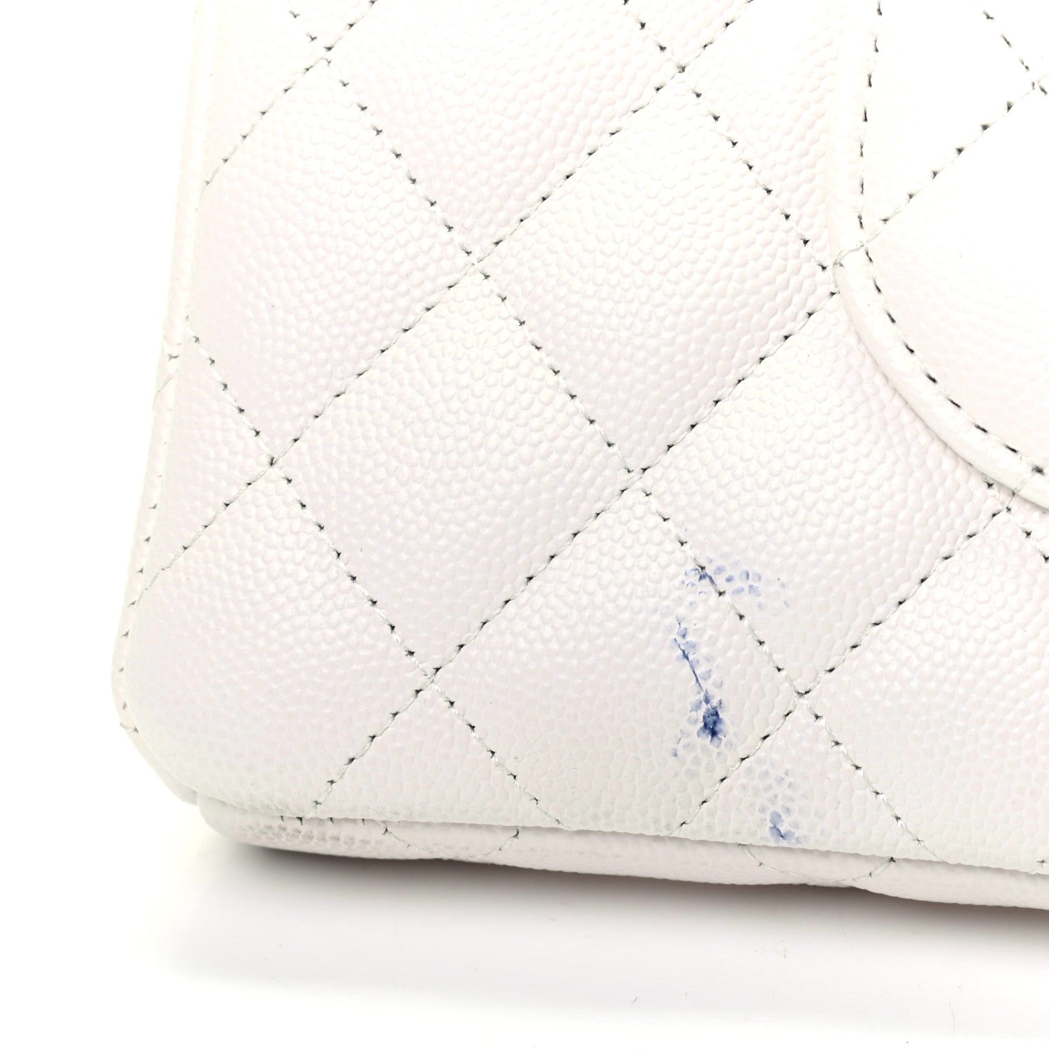 Chanel Caviar Quilted Flap Clutch White 8 of 8