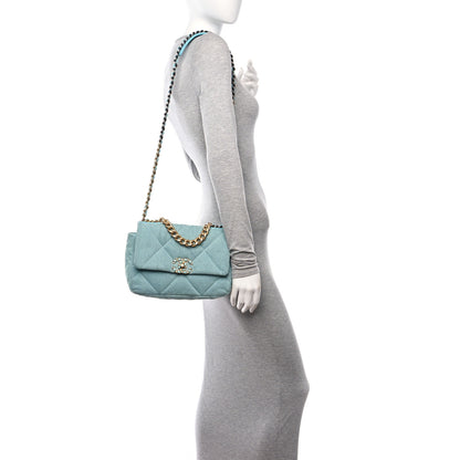 Chanel Denim Quilted Medium Chanel 19 Flap Light Blue 3 of 12