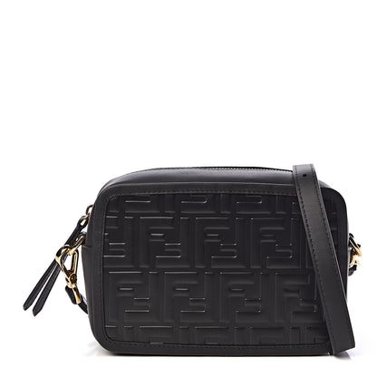 Fendi Vitello Century FF 1974 Embossed Mini Camera Case Black 1 of 10