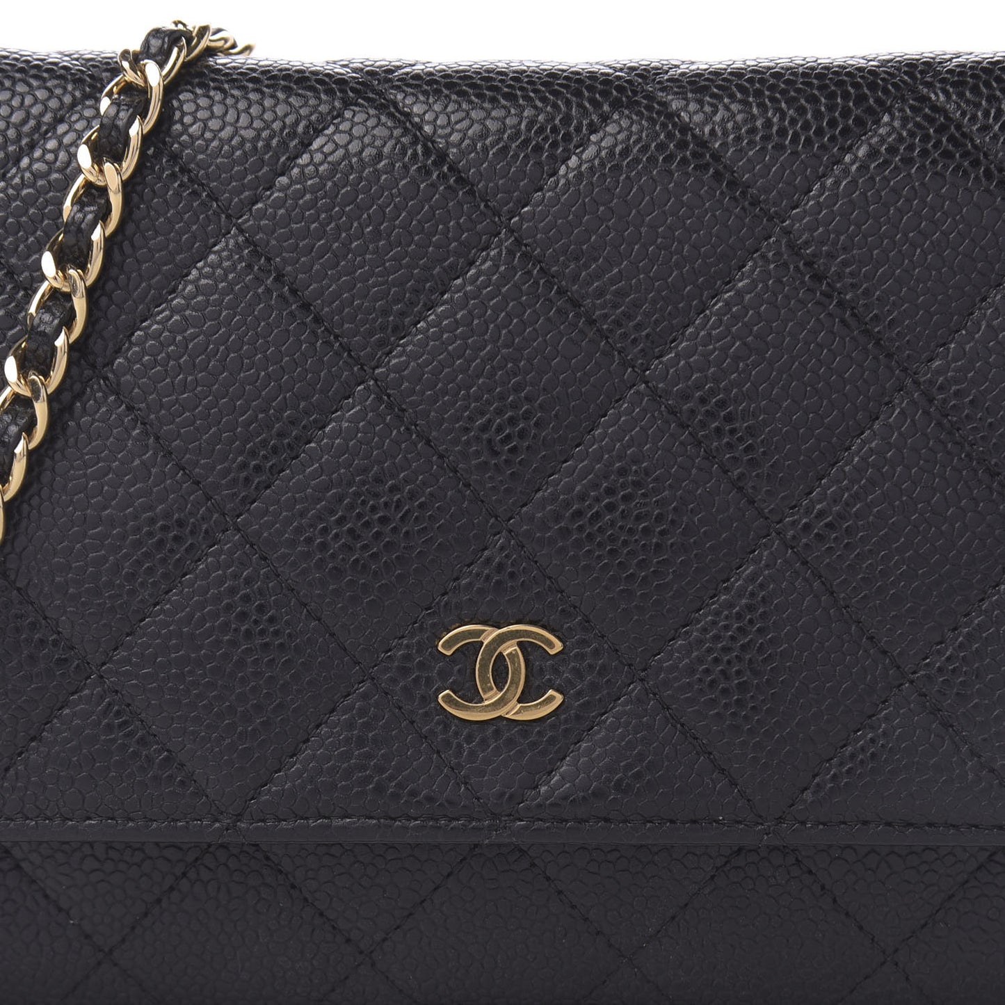 Caviar Quilted Wallet On Chain WOC Black