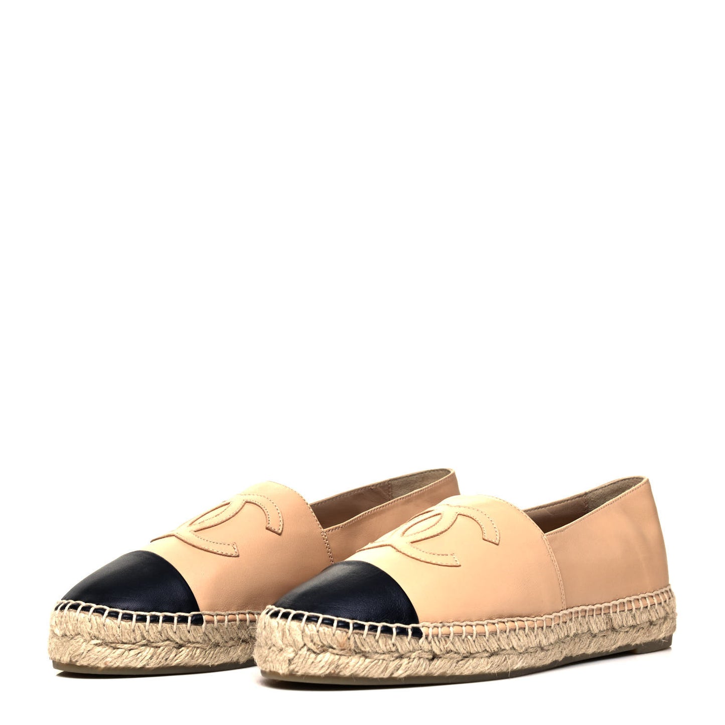 Lambskin CC Espadrilles 38 Beige Black