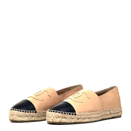 Chanel Lambskin CC Espadrilles 38 Beige Black 3 of 7