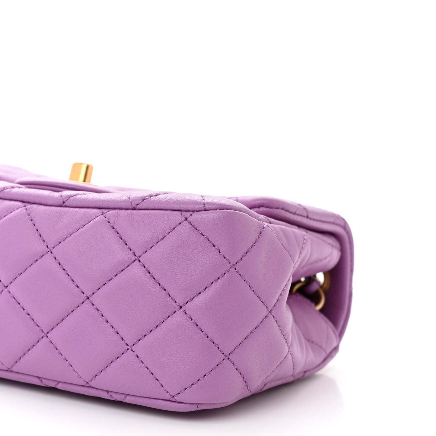 Lambskin Quilted Mini Pearl Crush Flap Purple