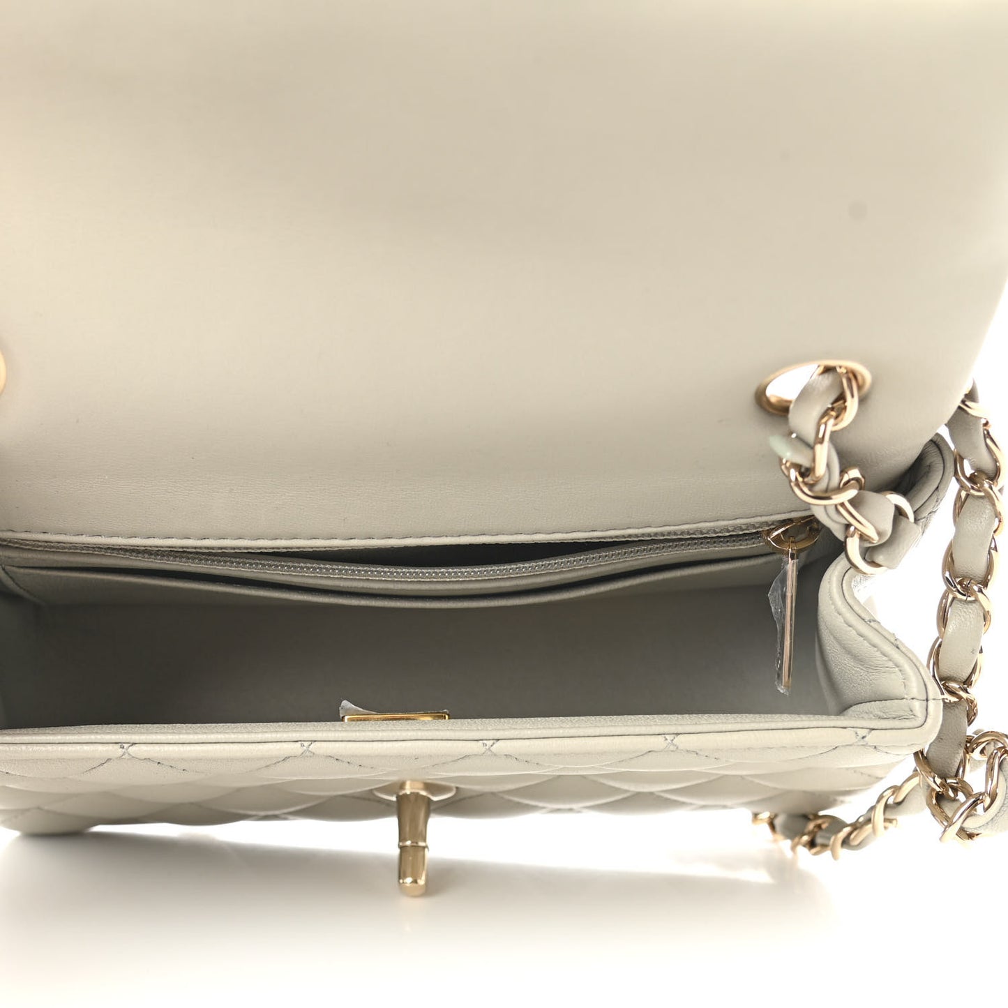 Lambskin Quilted Mini Rectangular Flap Grey