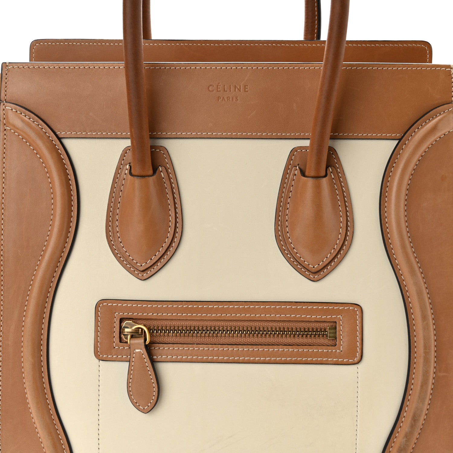 Celine Suede Calfskin Suede Micro Tri-Color Luggage Nude 7 of 9
